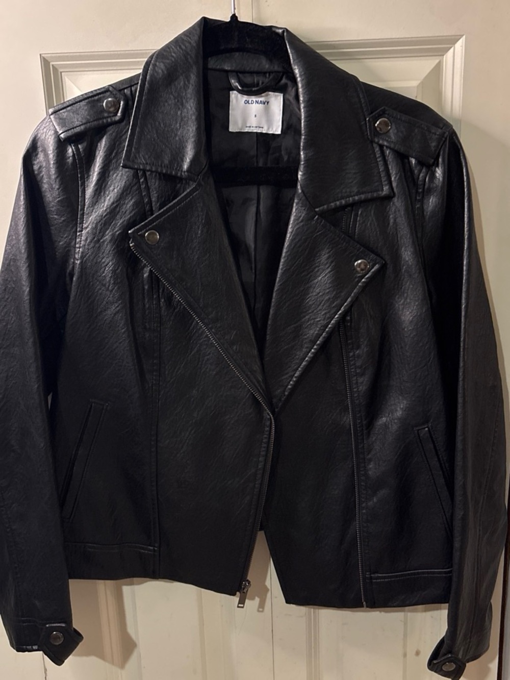 Old Navy Black Faux Leather Moto-Style Jacket
